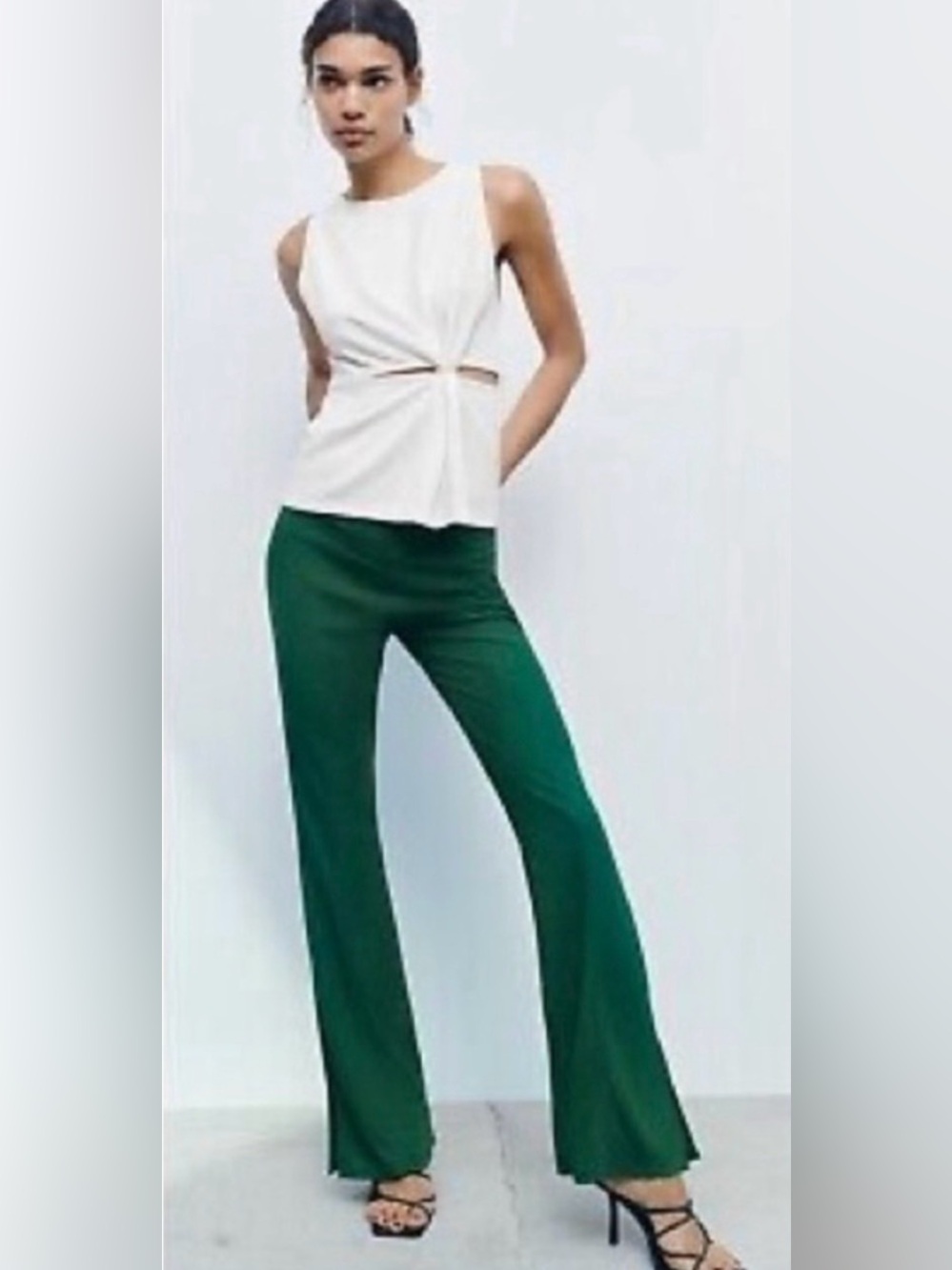 Zara Cut-Out Twist Front Tank Top White - Picture 12 of 13
